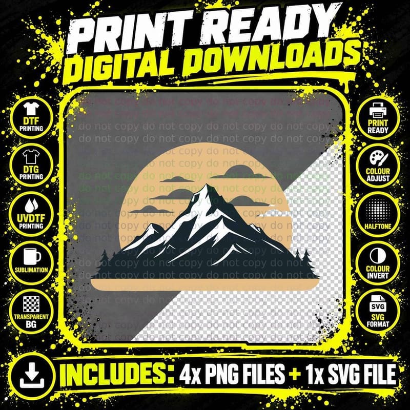 Mountain Landscape Forest Sunset Outdoor T-Shirt Png SVG Digital Bundle