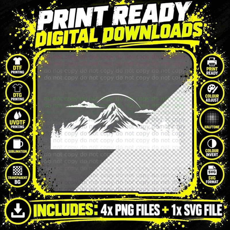 Mountain Landscape Isolated Peak Outdoor T-Shirt Png SVG Digital Bundle