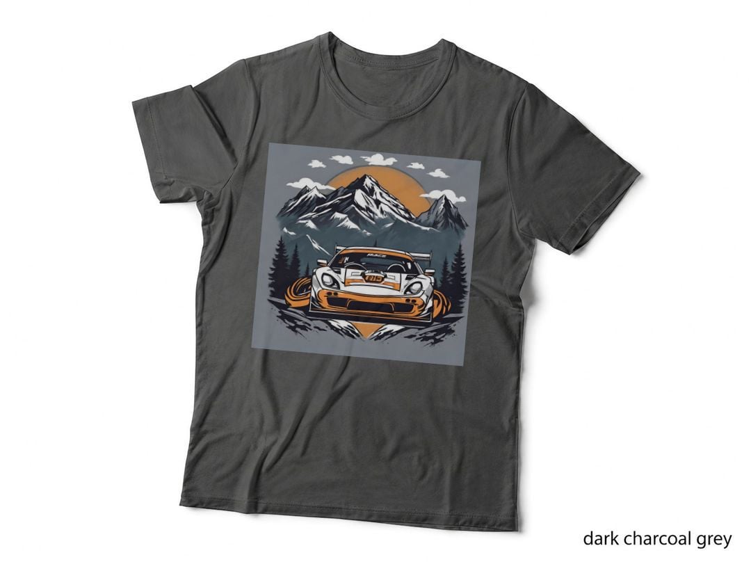 Mountain Mace Racer Orange White Race Car Sunset T-Shirt