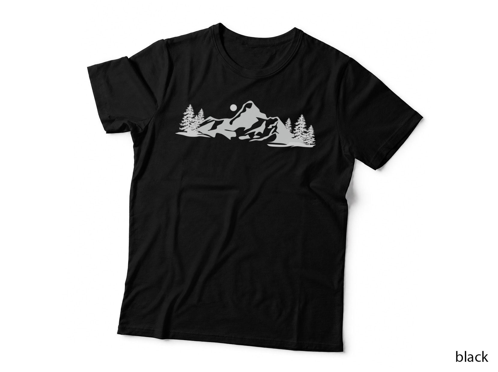 Mountain Night Landscape with Trees Landscape Design T-Shirt