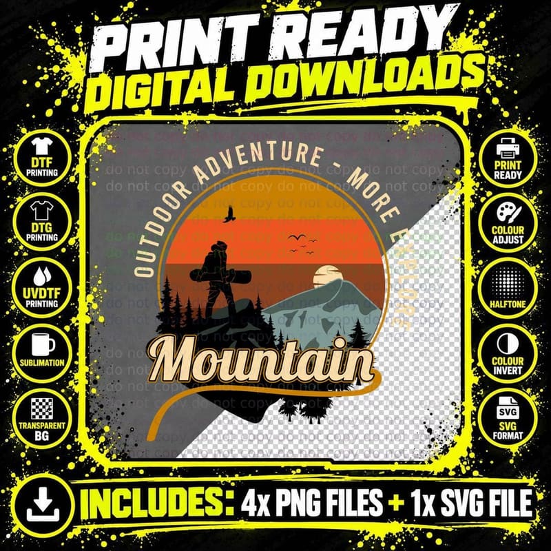 Mountain Outdoors Outdoor Adventure More Explore Surfer Png SVG Digital Bundle
