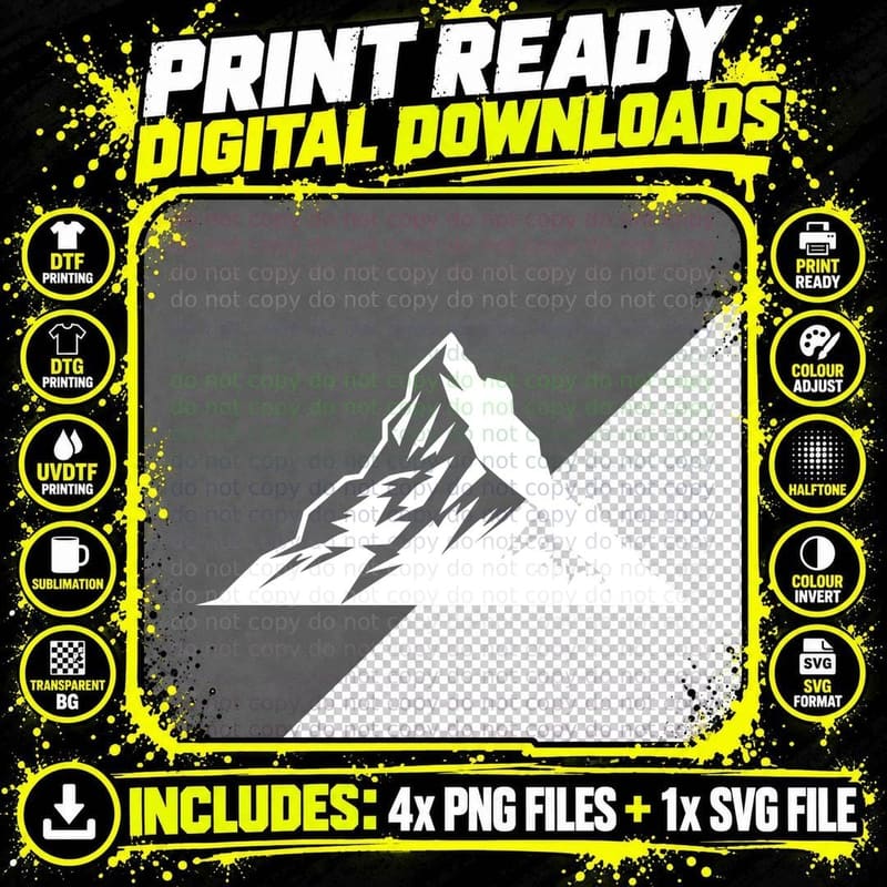 Mountain Peak Angular Bold Shading Outdoor T-Shirt Png SVG Digital Bundle