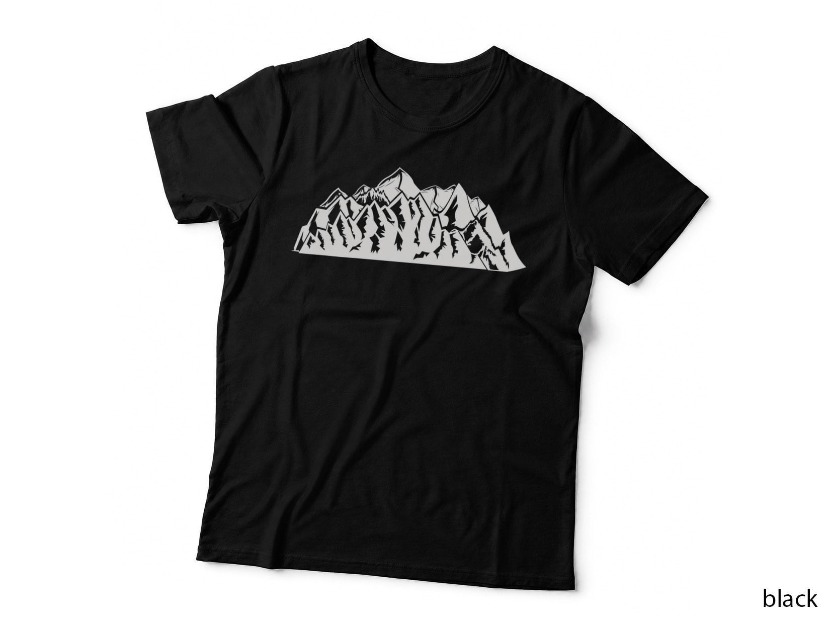 Mountain Peaks Silhouette Outdoor Design T-Shirt, Nature Adventure Graphic Tee
