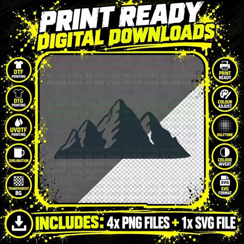 Mountain Peaks Terrain Rugged Outdoor T-Shirt Png SVG Digital Bundle
