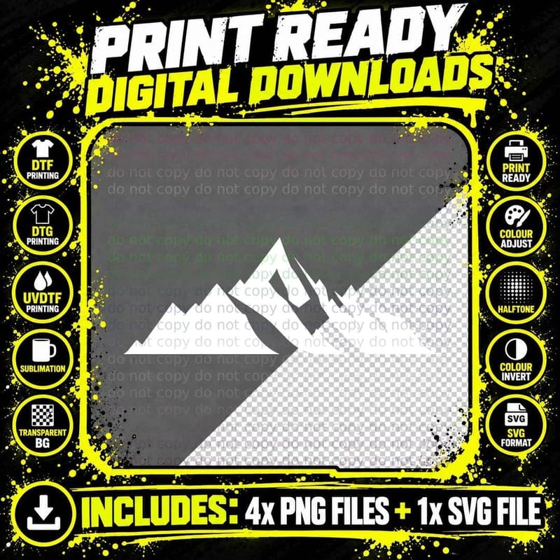 Mountain Range Curved Flowing Line Outdoor T-Shirt Png SVG Digital Bundle
