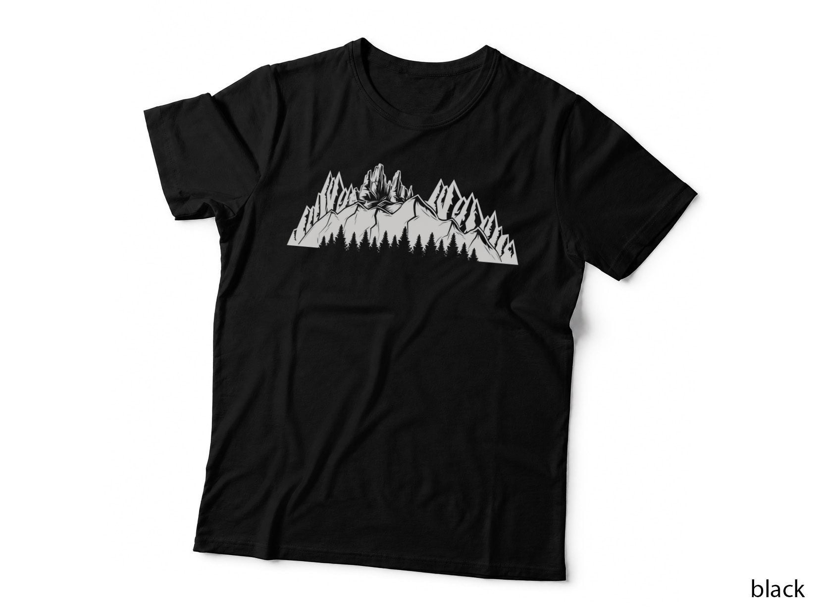 Mountain Range Forest Trees Outline Outdoor T-Shirt