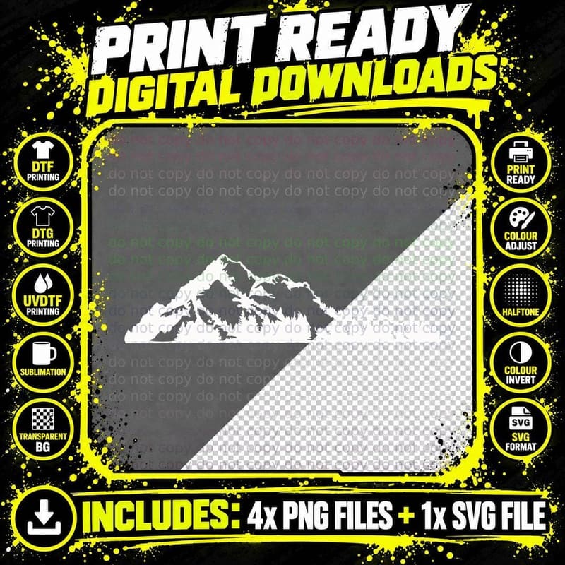 Mountain Range Forest Wilderness Landscape Outdoor Png SVG Digital Bundle