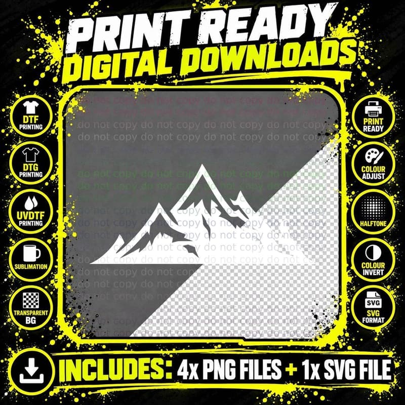 Mountain Range Outline Wavy Outdoor T-Shirt Png SVG Digital Bundle