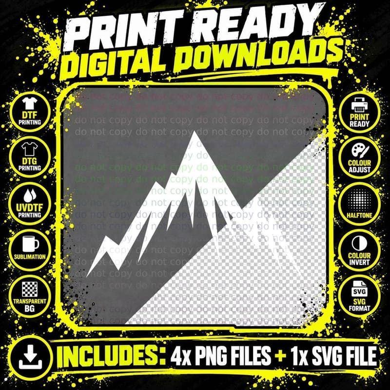 Mountain Range Sharp Peaks Outdoor T-Shirt Png SVG Digital Bundle