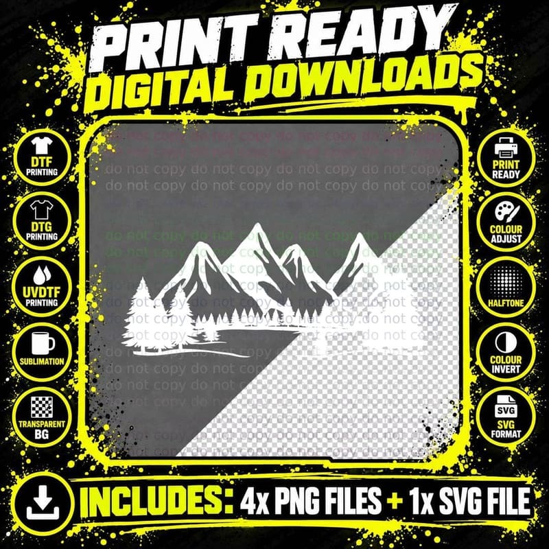 Mountain Range Tent Camping Forest Outdoor T-Shirt Png SVG Digital Bundle