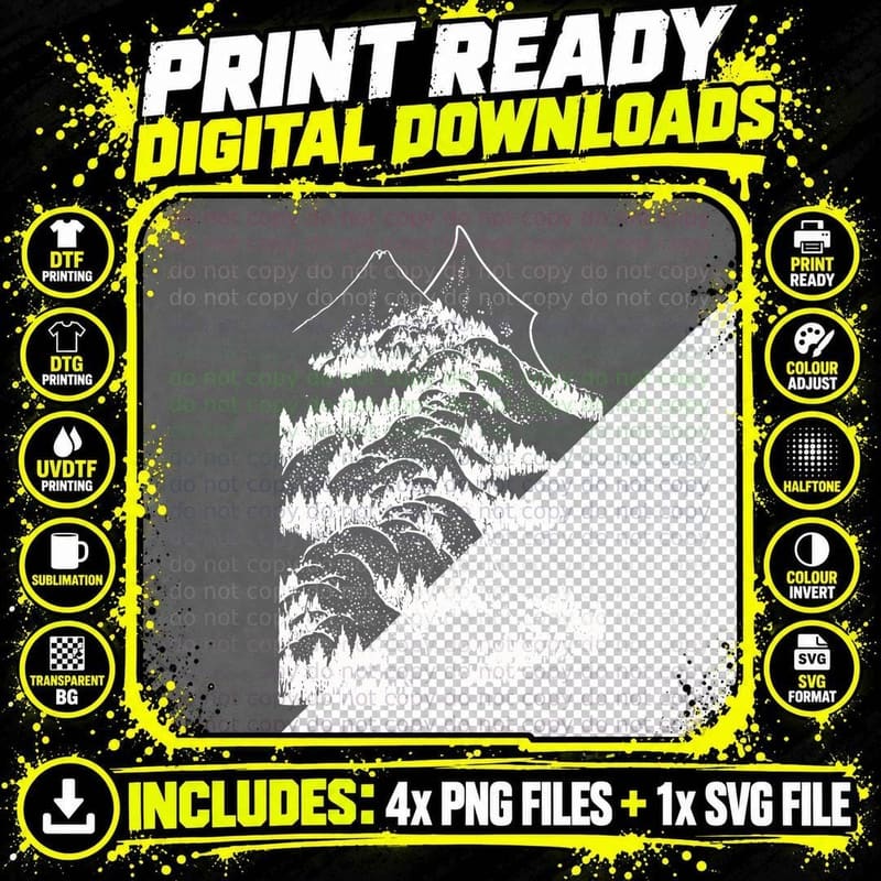 Mountain Range with Forest Details Outdoor T-Shirt Png SVG Digital Bundle