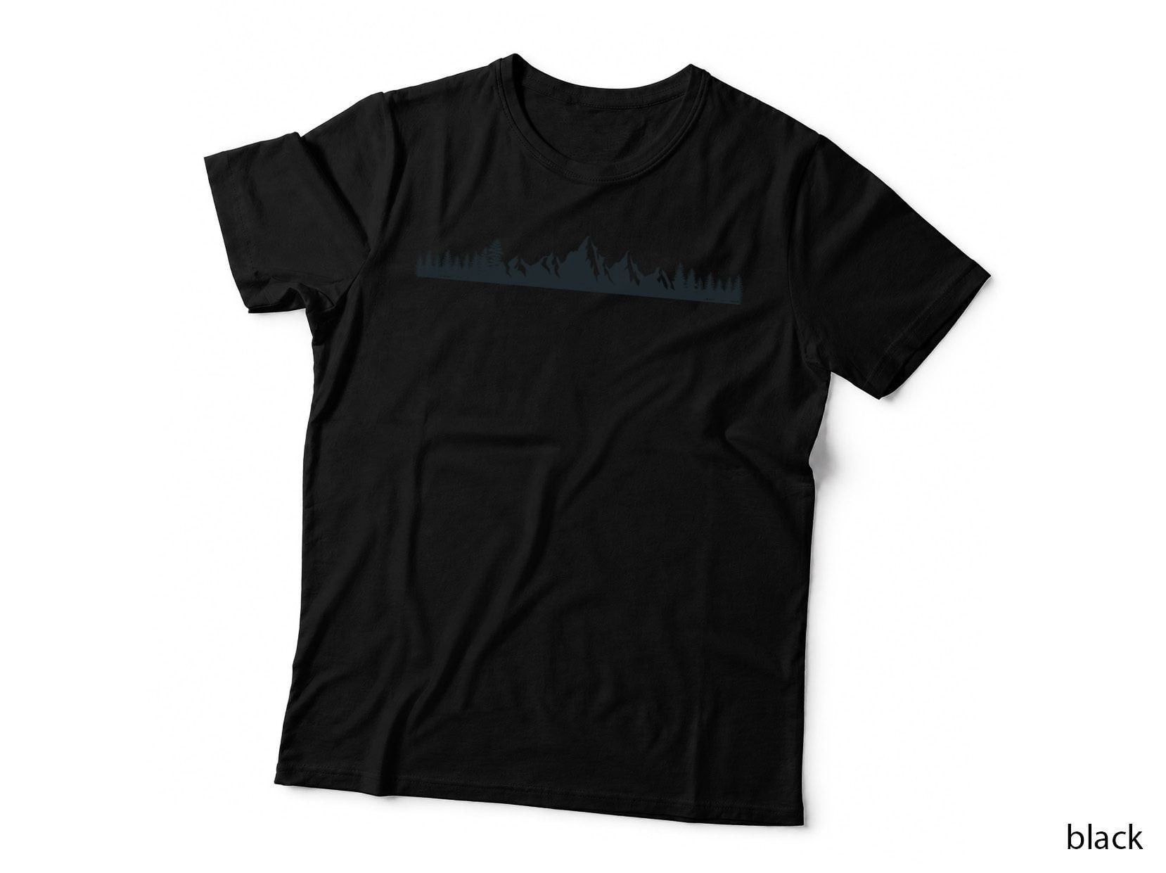 Mountain Range with Pine Forest Outdoor T-Shirt, Nature Adventure Graphic Tee