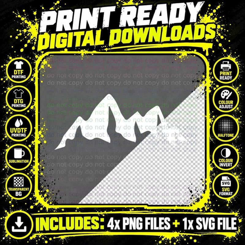 Mountain Range with Wavy Outline Outdoor T-Shirt Png SVG Digital Bundle