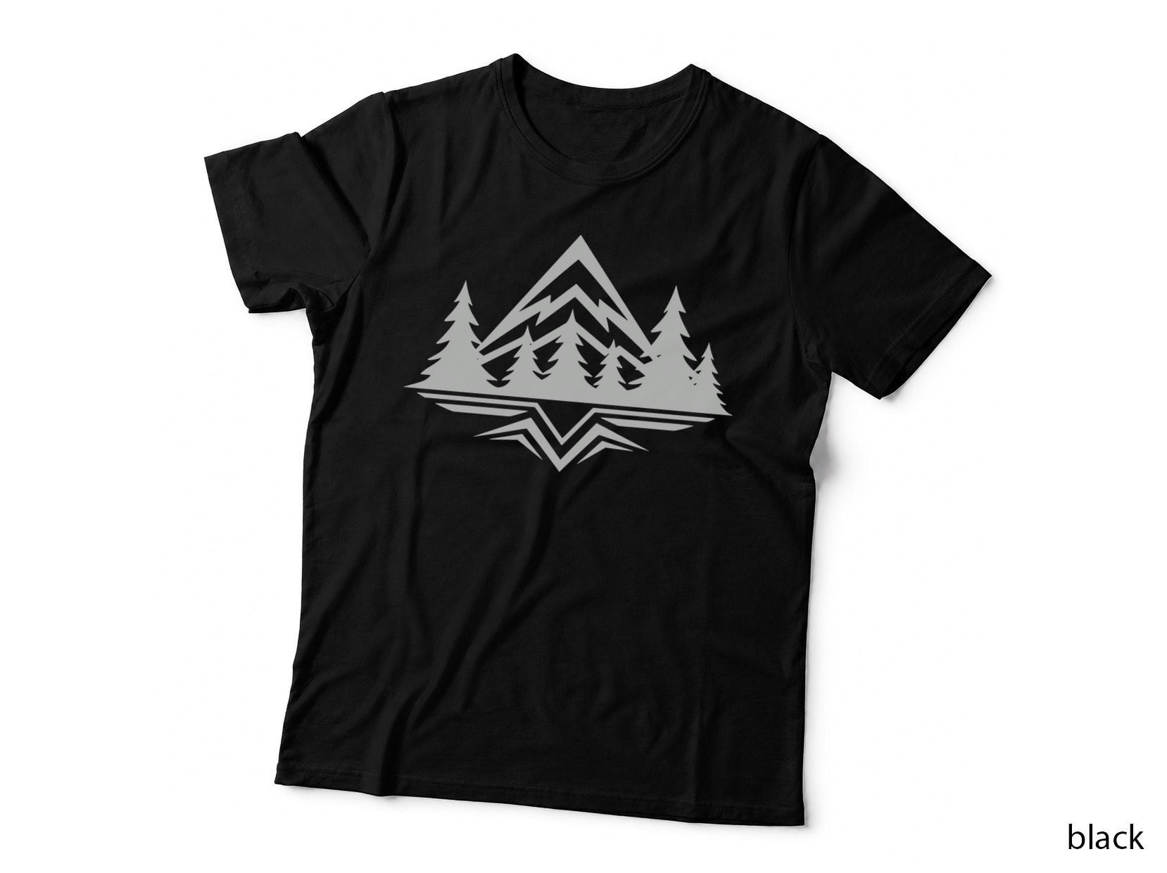 Mountain Reflection Pine Trees Forest T-Shirt, Forest Graphic Tee