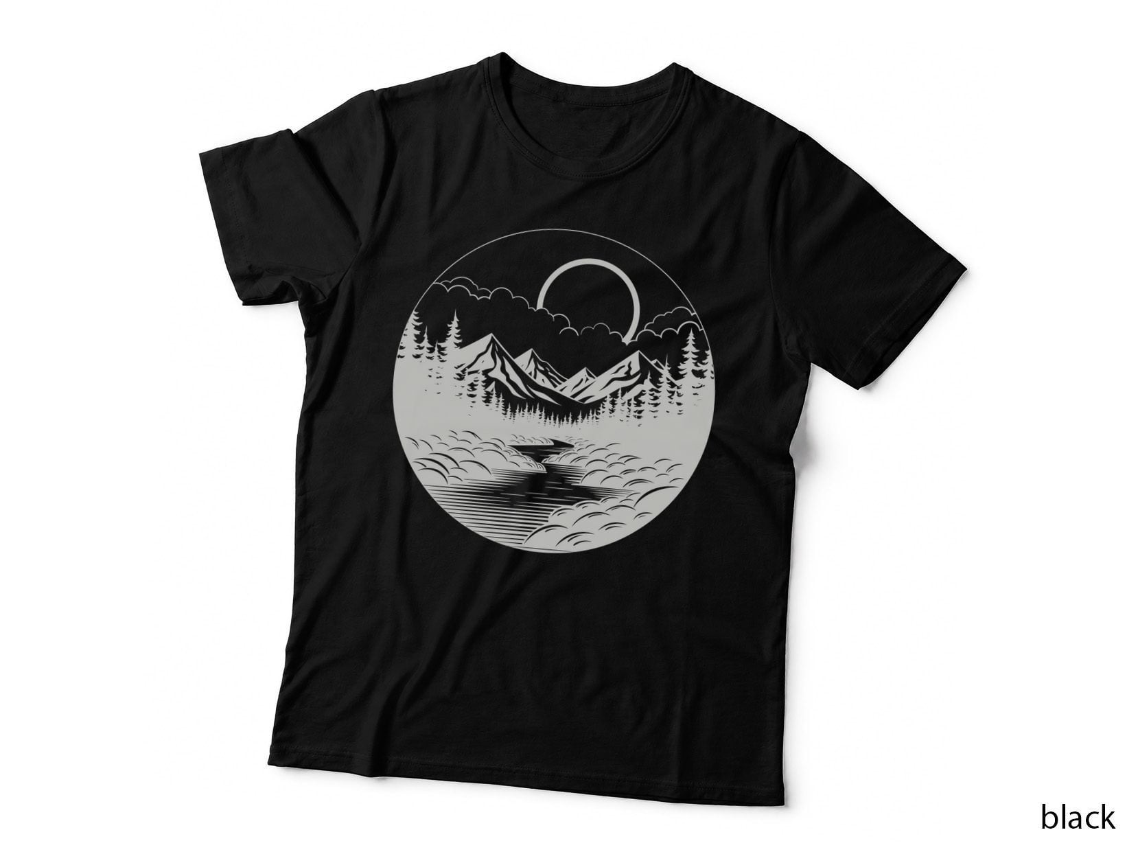 Mountain River Landscape Forest T-Shirt, Forest Graphic Tee, Cute Forest Shirt
