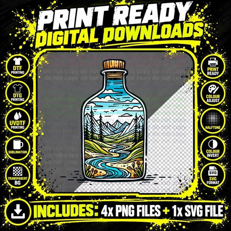 Mountain River in a Bottle Camping T-Shirt Png SVG Digital Bundle
