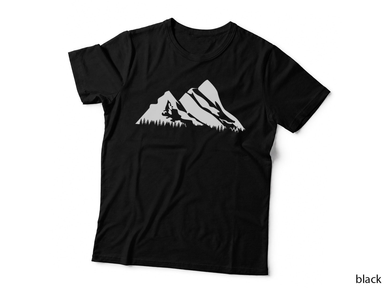 Mountain Silhouette with Trees Landscape Art T-Shirt, Landscape Graphic Tee