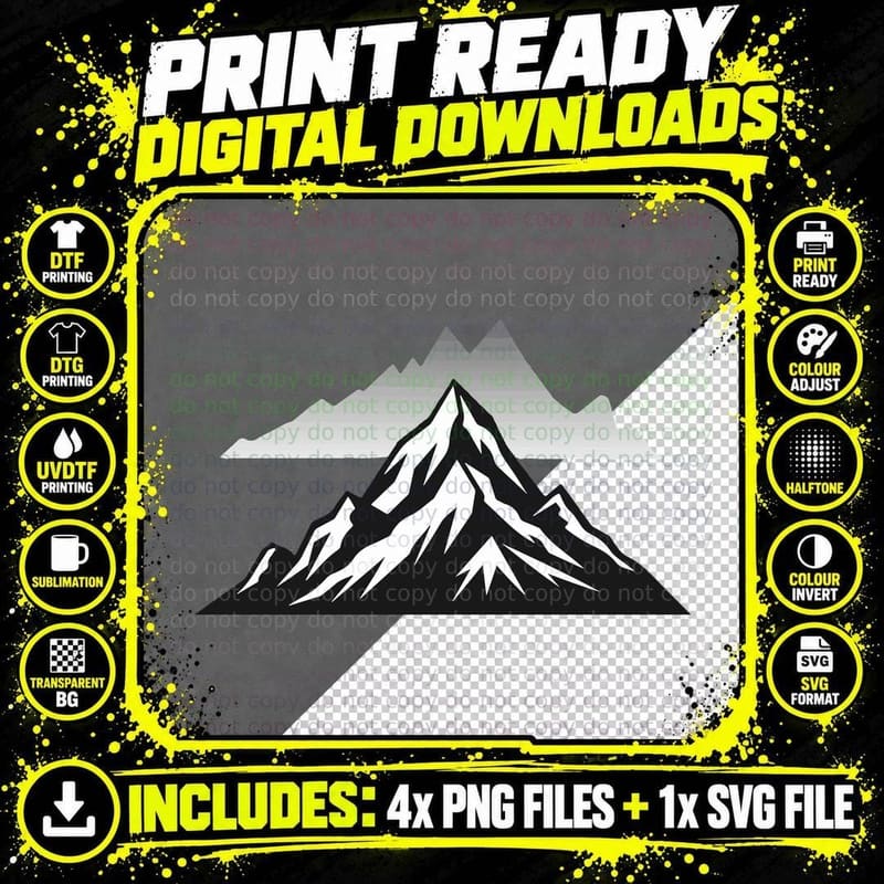 Mountain Snow Striped Detailed Outdoor T-Shirt Png SVG Digital Bundle