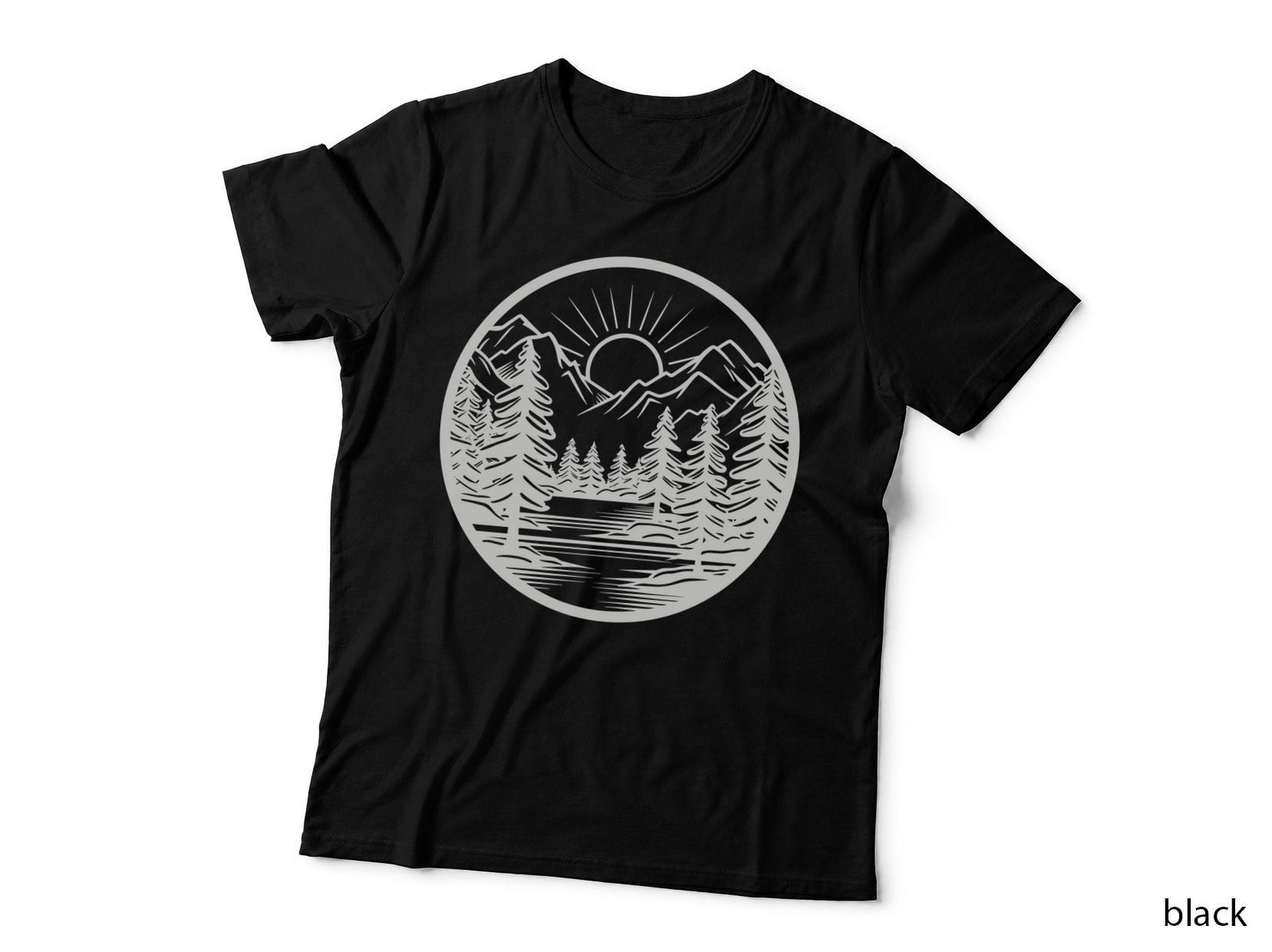 Mountain Sunrise Forest Lake Forest T-Shirt, Forest Graphic Tee