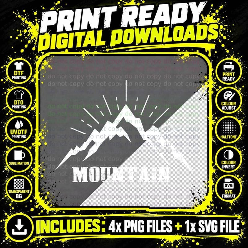 Mountain T-Shirt, Mountain Sunburst Halo Forest Outdoor Png SVG Digital Bundle