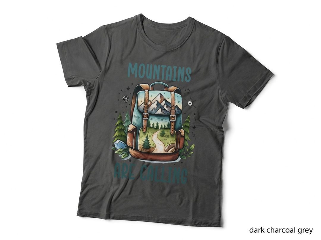 Mountains Are Calling Camping T-Shirt, Hiking Backpack with Mountain Graphic