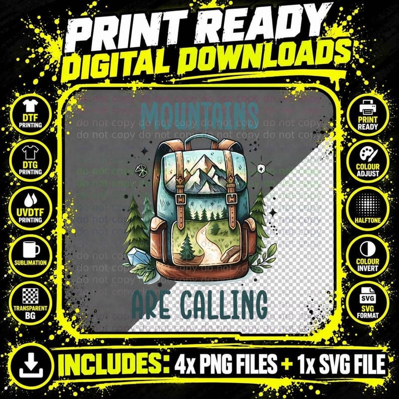 Mountains Are Calling Camping T-Shirt Png SVG Digital Bundle