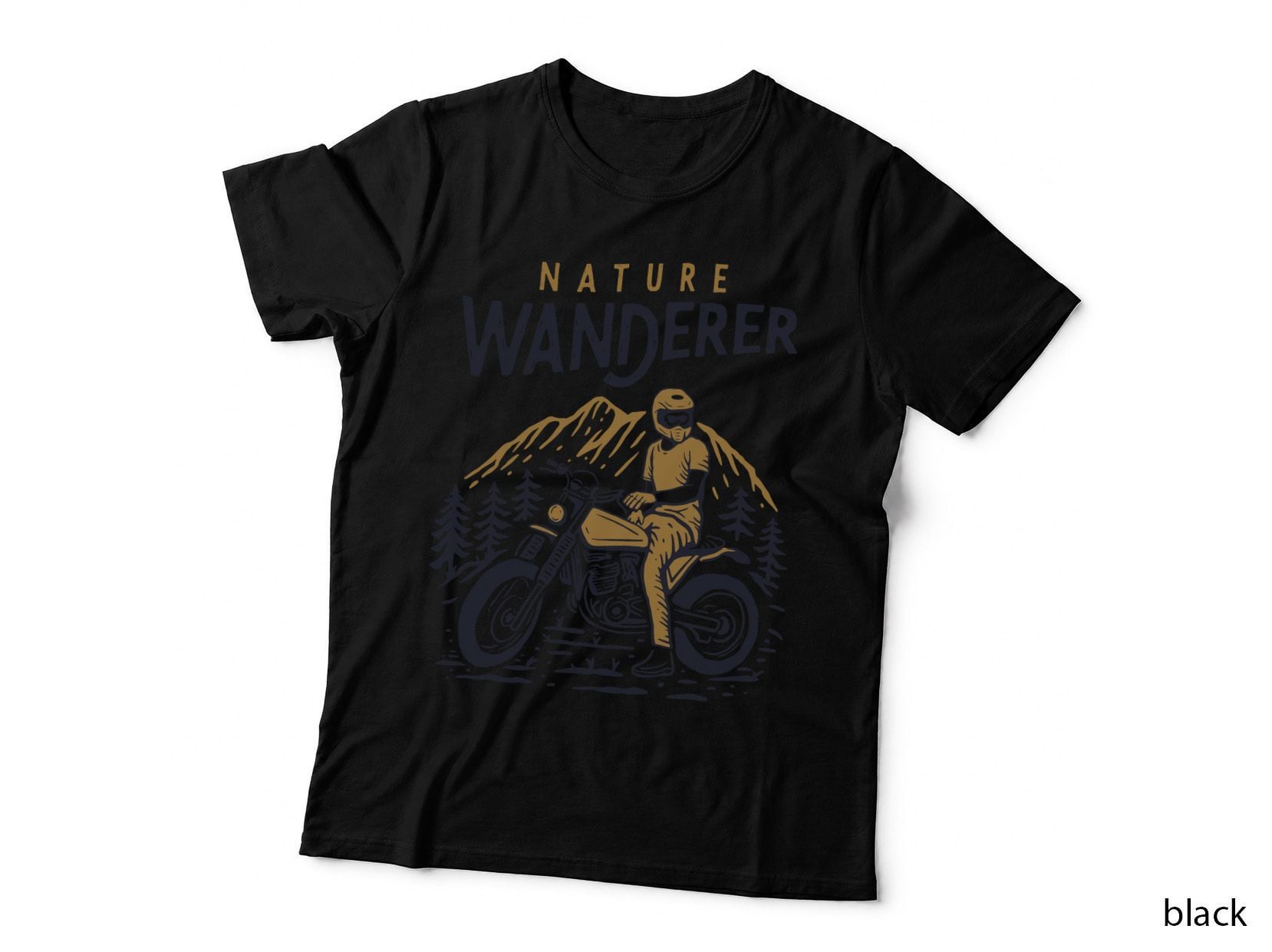 Nature Wanderer Mountain Biker Vintage Retro Gold Yellow T-Shirt
