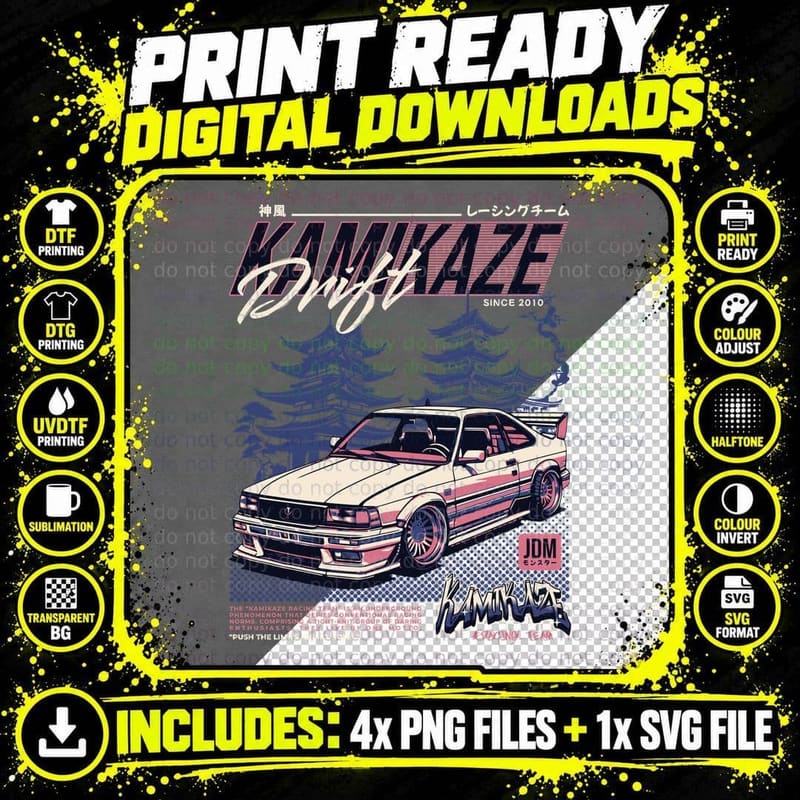 Nissan Skyline Kamikaze Since 2010 Push the Limits or Go Png SVG Digital Bundle