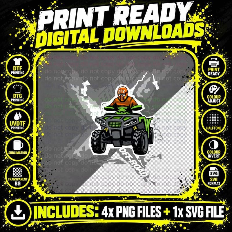 Off-Road Rider Motorcycle Extreme Sports Mountain Png SVG Digital Bundle