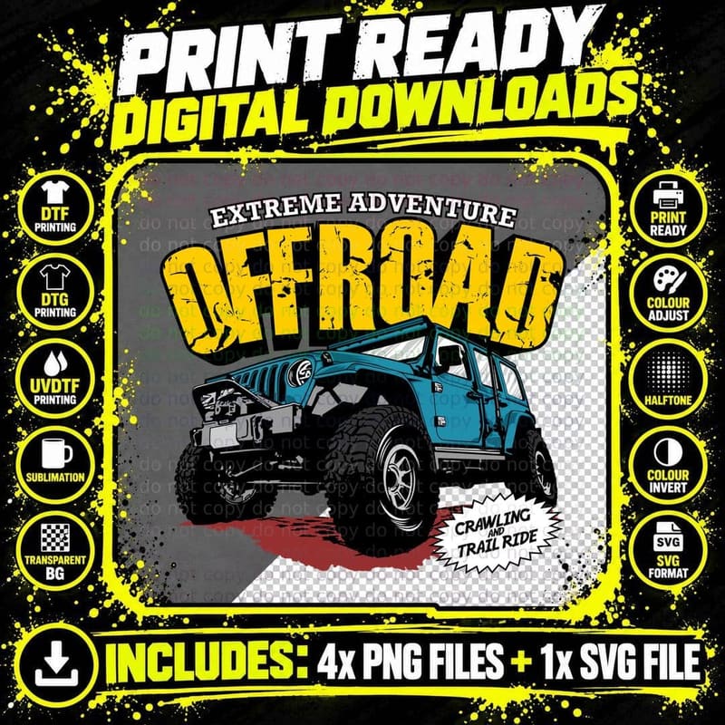 Offroad Adventure Extreme Crawling Trail Ride Jeep Rocks Png SVG Digital Bundle