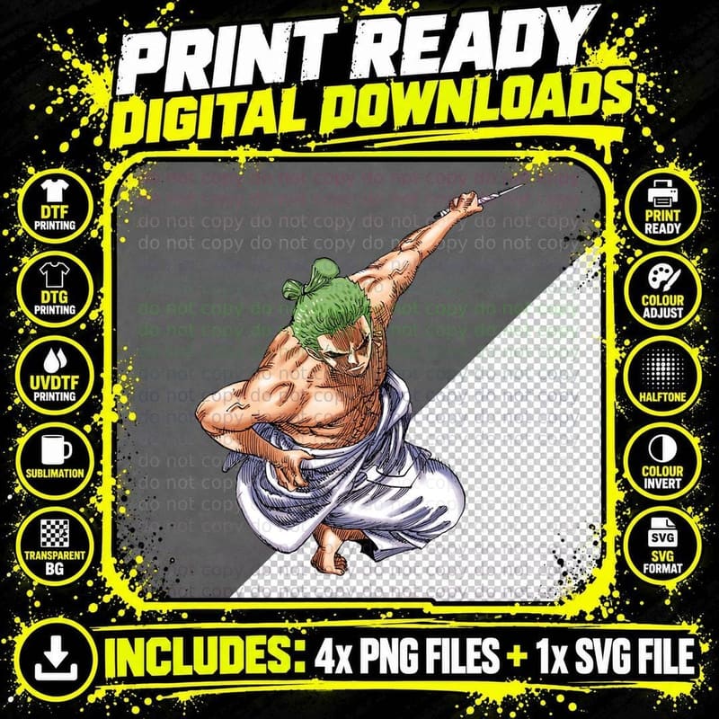 One Piece Pointed Arm Character with Extended Climbing Png SVG Digital Bundle