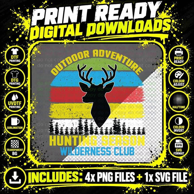 Outdoor Adventure Hunting Season Wilderness Club Hunting Png SVG Digital Bundle