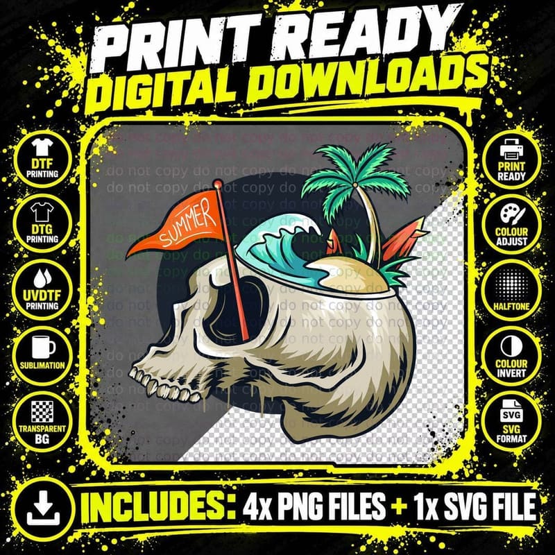Pirate Skull Summer with Flag Beach Theme Adventure Png SVG Digital Bundle