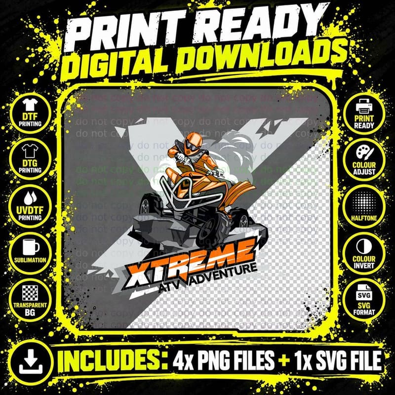 Quad Rider Xtreme ATV Adventure Bike Extreme Sports Png SVG Digital Bundle