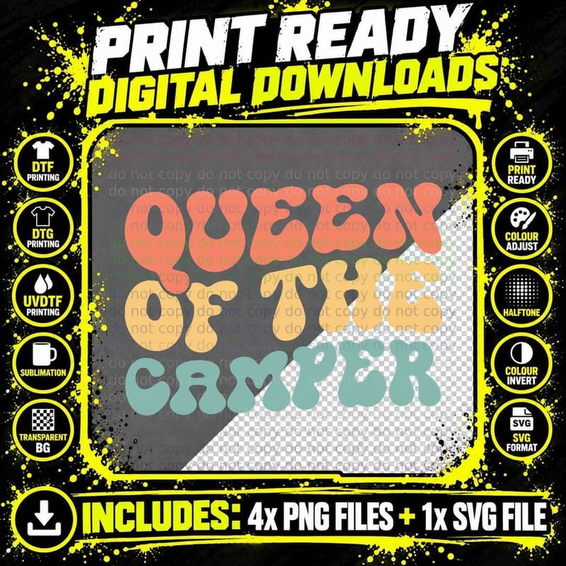 Queen of the Camper Camping T-Shirt Png SVG Digital Bundle