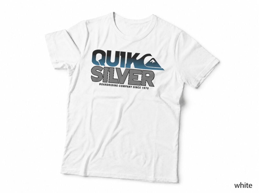 Quiksilver Boardriding Company Since 1970 Striped Ocean Surf Classic T-Shirt