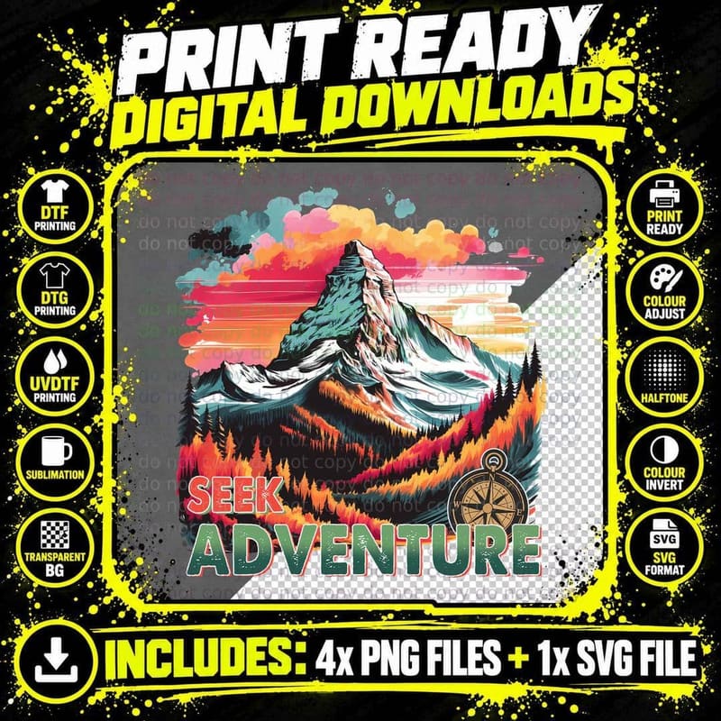 Seek Adventure Outdoor Adventure T-Shirt Png SVG Digital Bundle