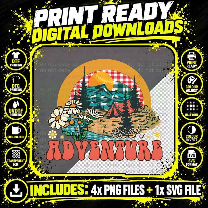 Seek Adventure Outdoor Adventure T-Shirt Png SVG Digital Bundle