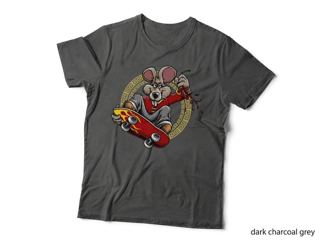 Skateboard Rat Skate Culture Street Red Board T-Shirt