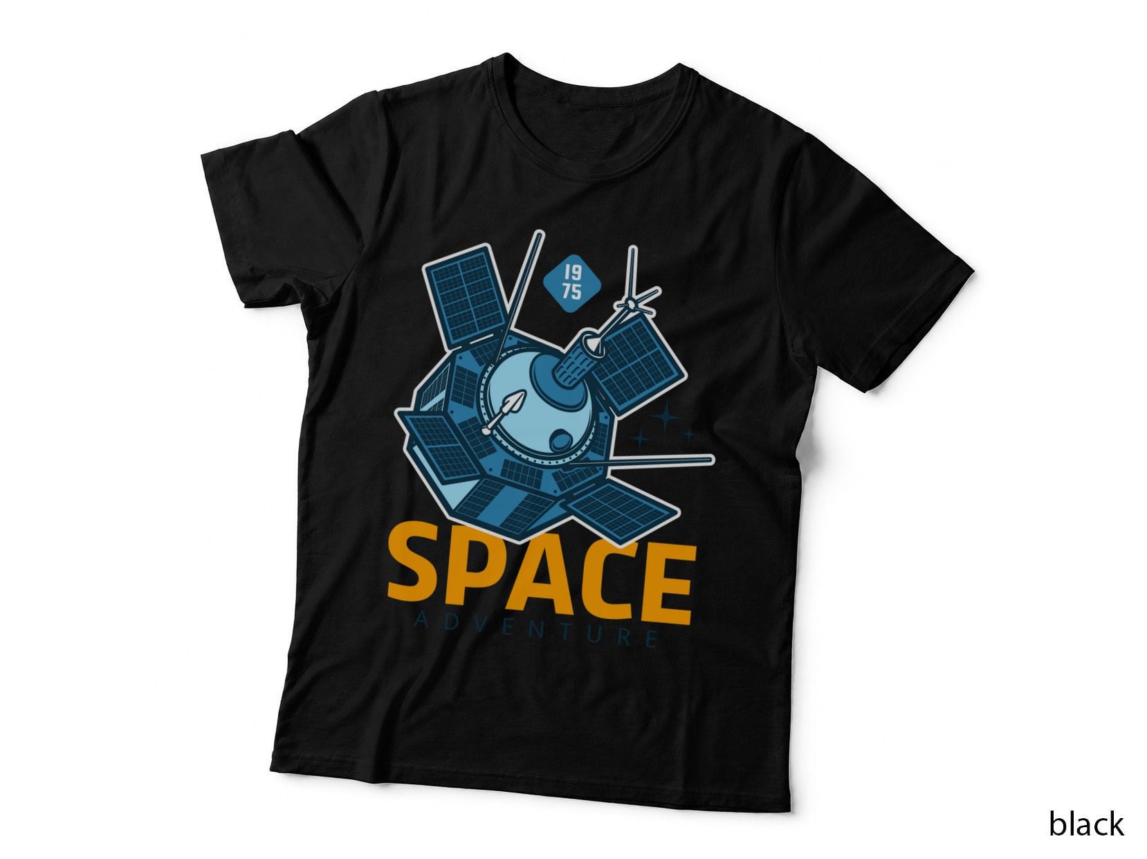 Space Adventure 1975 Station Satellite Planets Retro T-Shirt