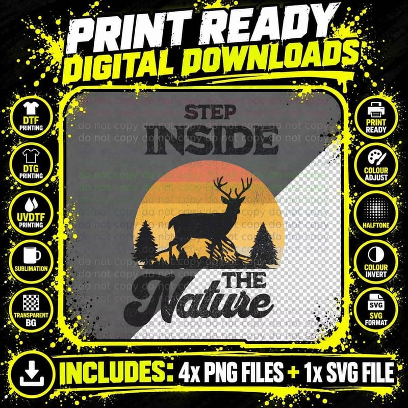 Step Inside the Nature Camping Design T-Shirt Png SVG Digital Bundle