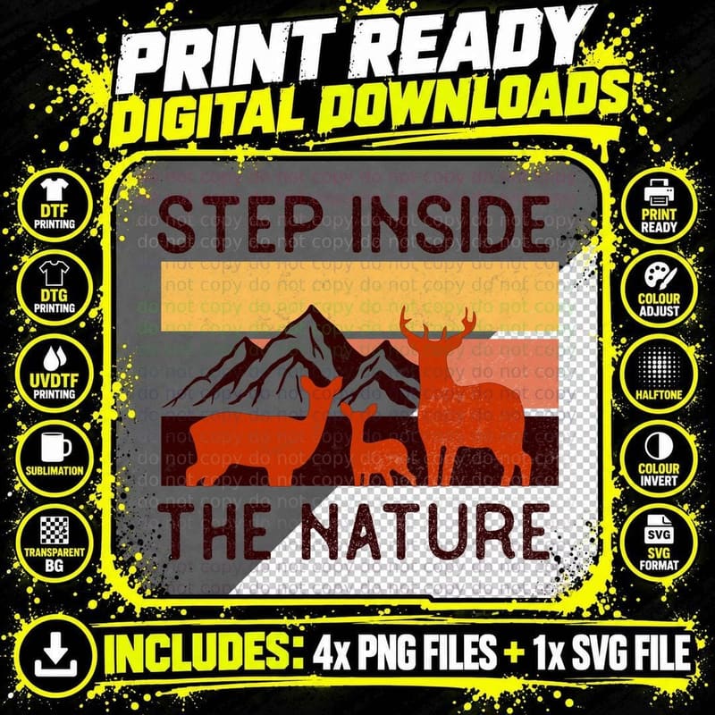 Step Inside the Nature Camping T-Shirt Png SVG Digital Bundle
