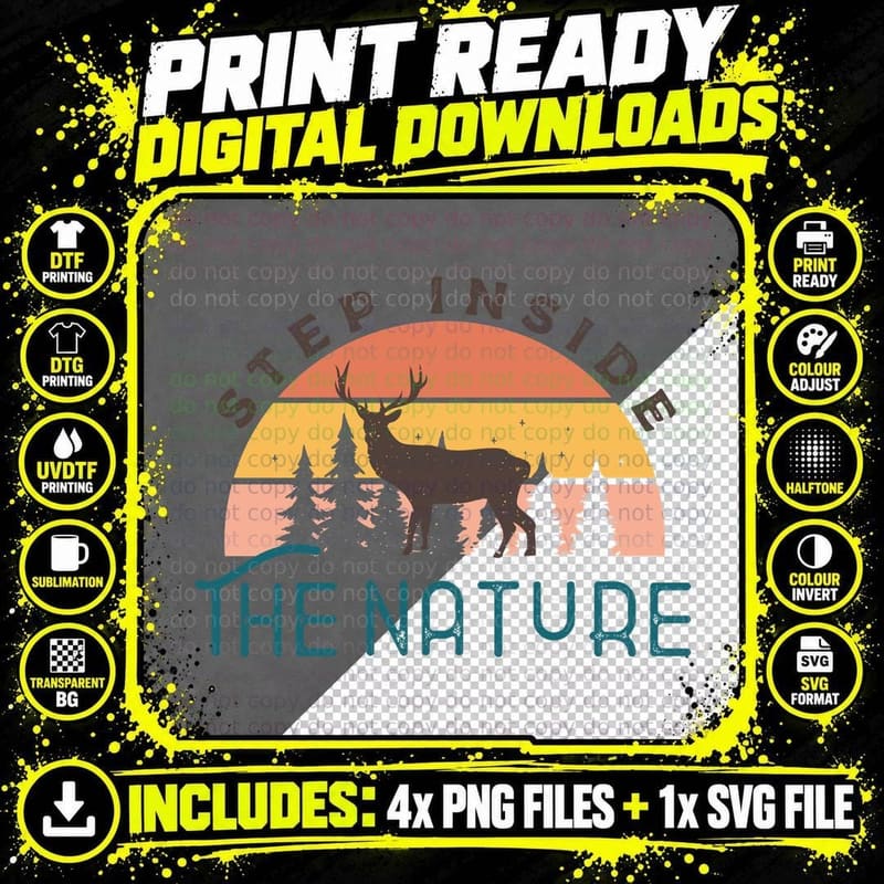 Step Inside the Nature Camping T-Shirt Png SVG Digital Bundle