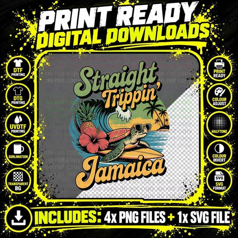Straight Trippin' Jamaica Outdoor Adventure T-Shirt Png SVG Digital Bundle