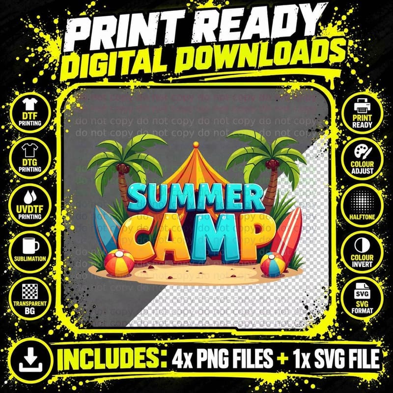 Summer Camp Outdoor Adventure T-Shirt Png SVG Digital Bundle