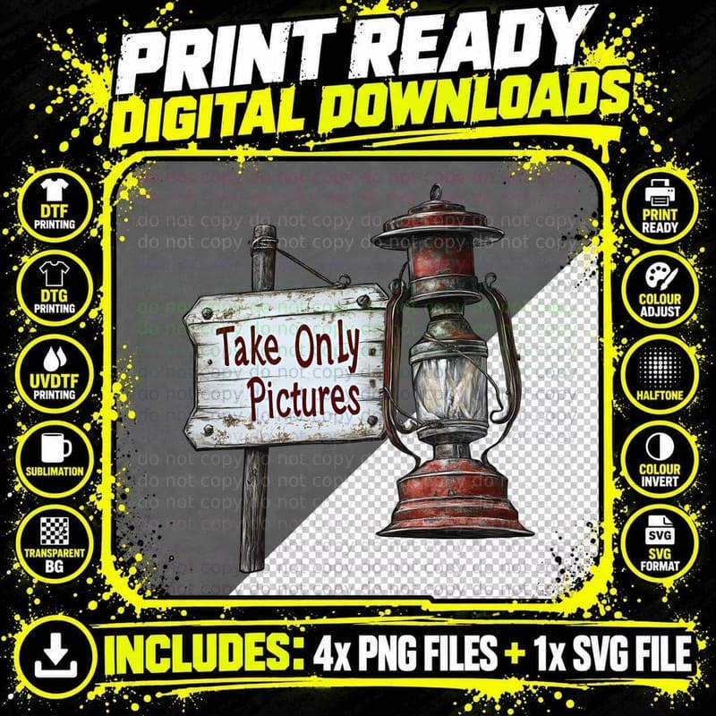 Take Only Pictures Camping T-Shirt Png SVG Digital Bundle