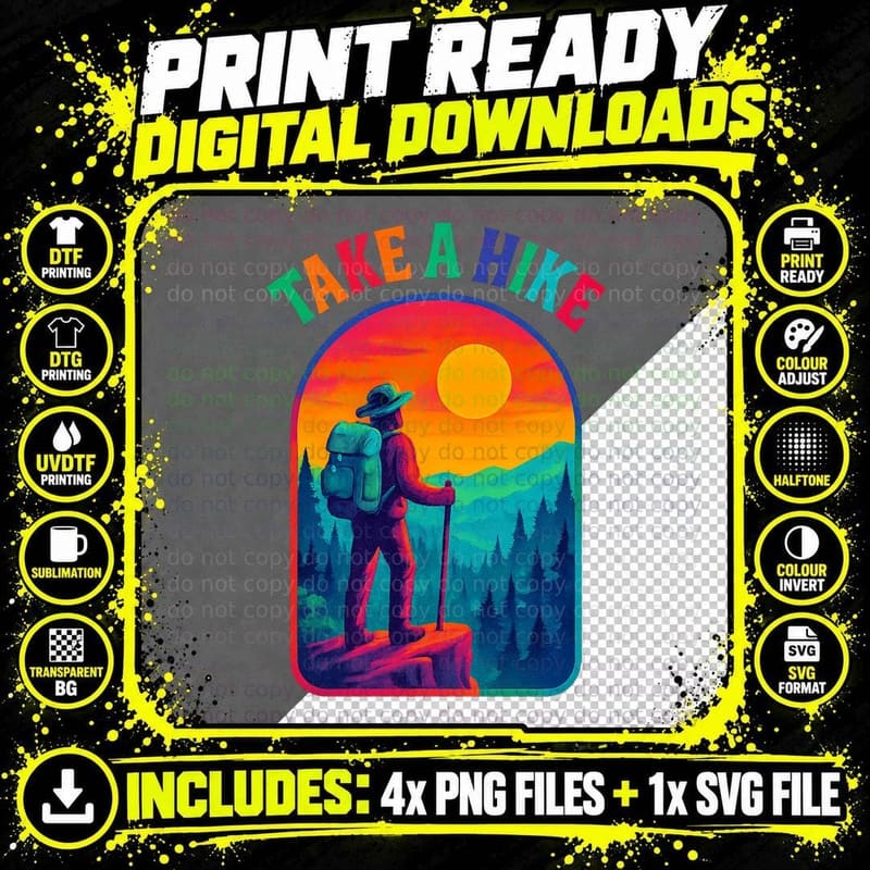 Take a Hike Outdoor Adventure T-Shirt Png SVG Digital Bundle