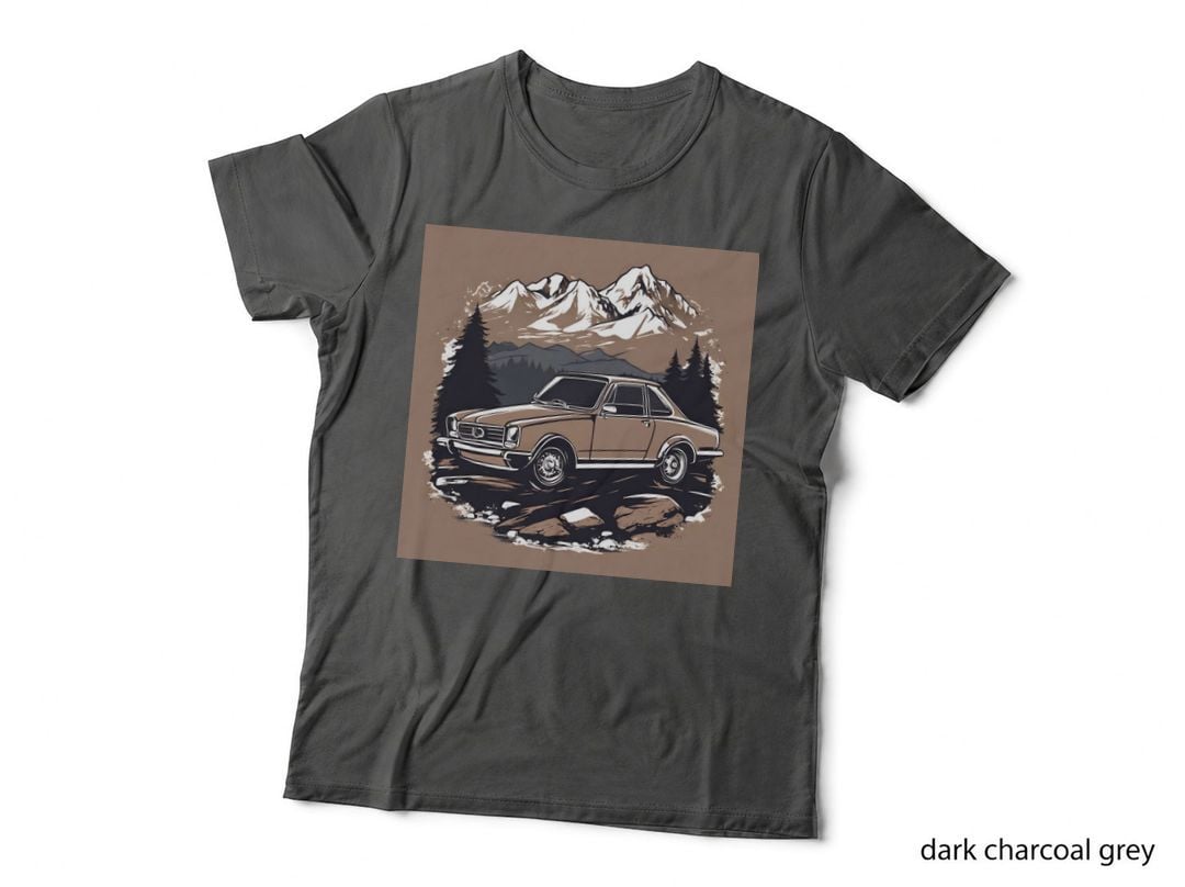 Tan Classic Car Brown Mountain Scenic T-Shirt