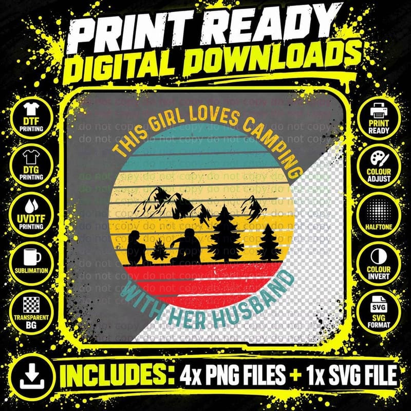 This Girl Loves Camping with Her Husband Outdoor Png SVG Digital Bundle