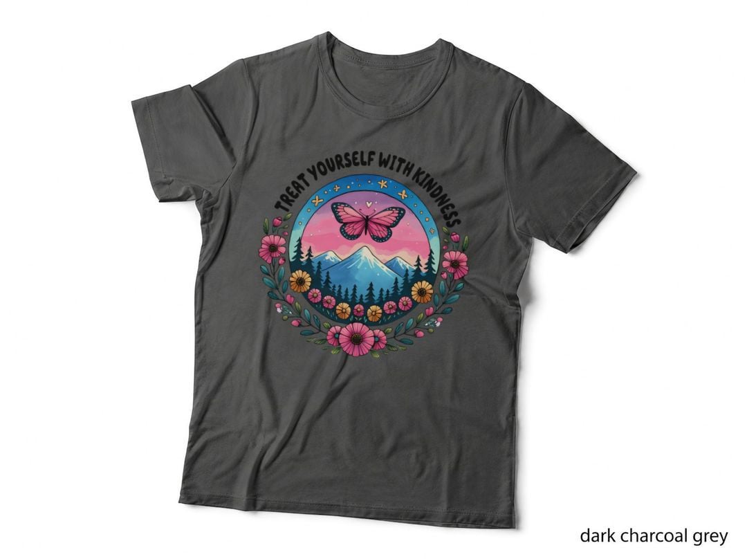 Treat Yourself with Kindness Boho Floral Quote T-Shirt